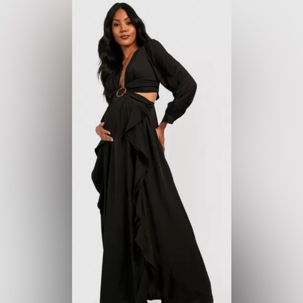 Long Sleeve Maxi Black Dress - Formal Boho Wedding  - Comfortable and Flattering